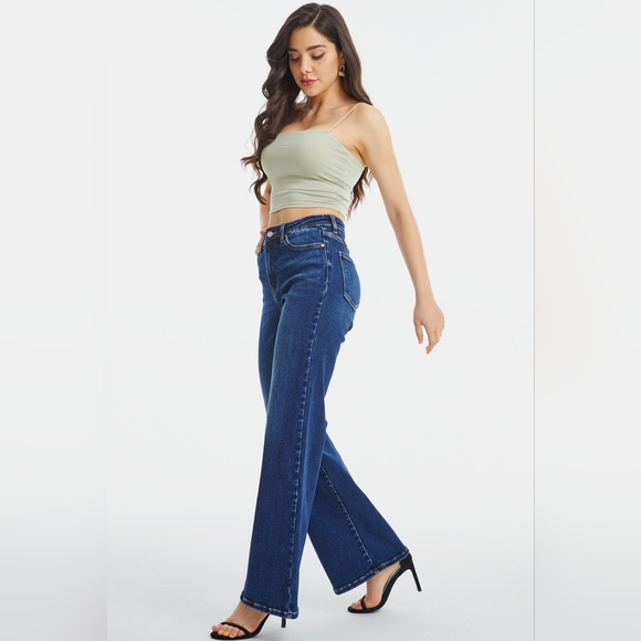 BAYEAS Full Size High Waist Cat's Whisker Wide Leg Jeans - Picture 1 of 15